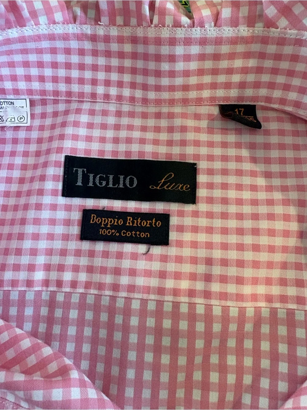 Upcycled pink and white gingham ruffle collar blouse - Picture 3 of 6
